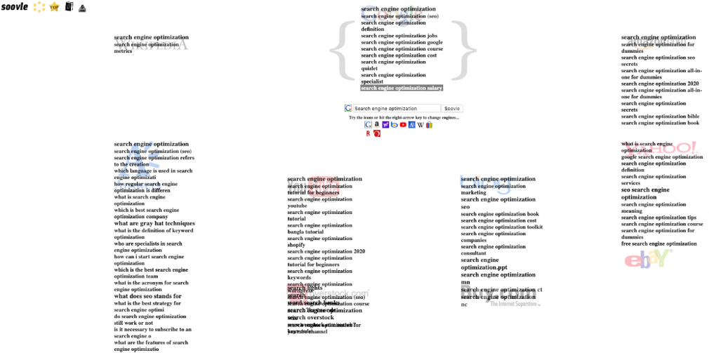 Soovle pour la recherche de mots clés