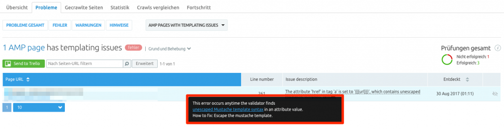 Beschreibung und Behebung des Fehlers in Templating