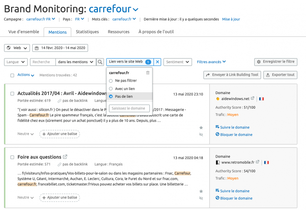 Brand Monitoring SEMrush
