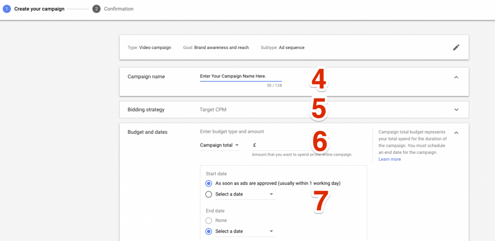 YouTube Video Ad Sequencing Campaign