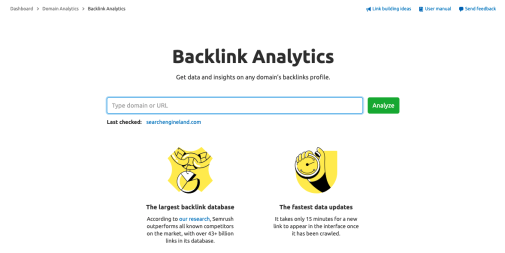 Semrush Backlink Analytics tool