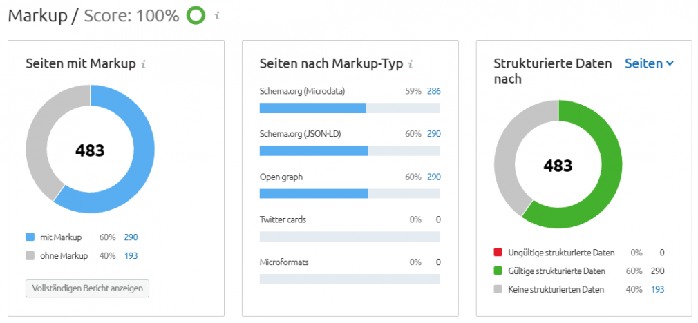 Details zum Markup im Site Audit