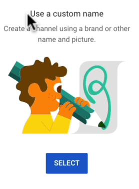 Choose a custom name for YouTube channel screenshot
