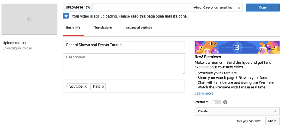 Optimizing a YouTube video with description