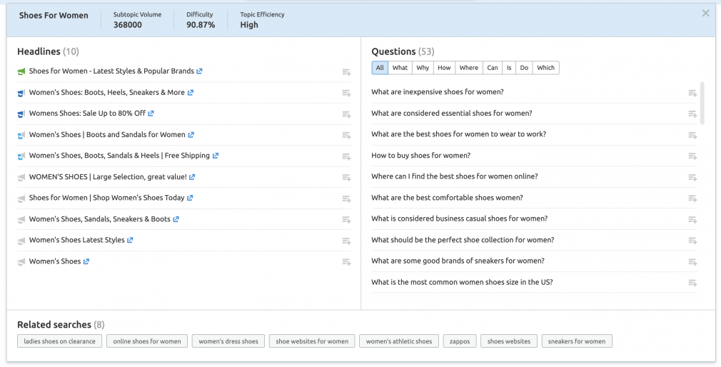 Subtopics screenshot