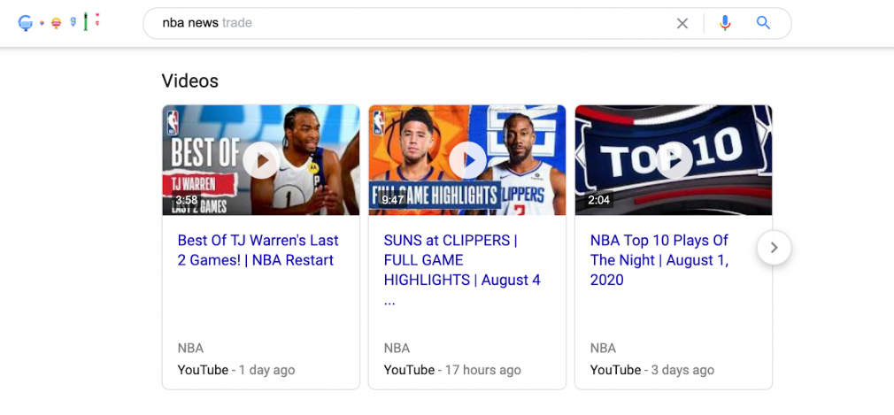Video SERP feature