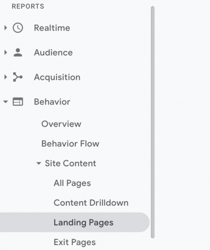 google analytics behaviors tab