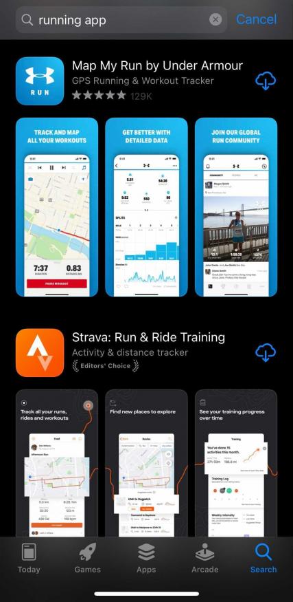 Map My Run App title on iOS