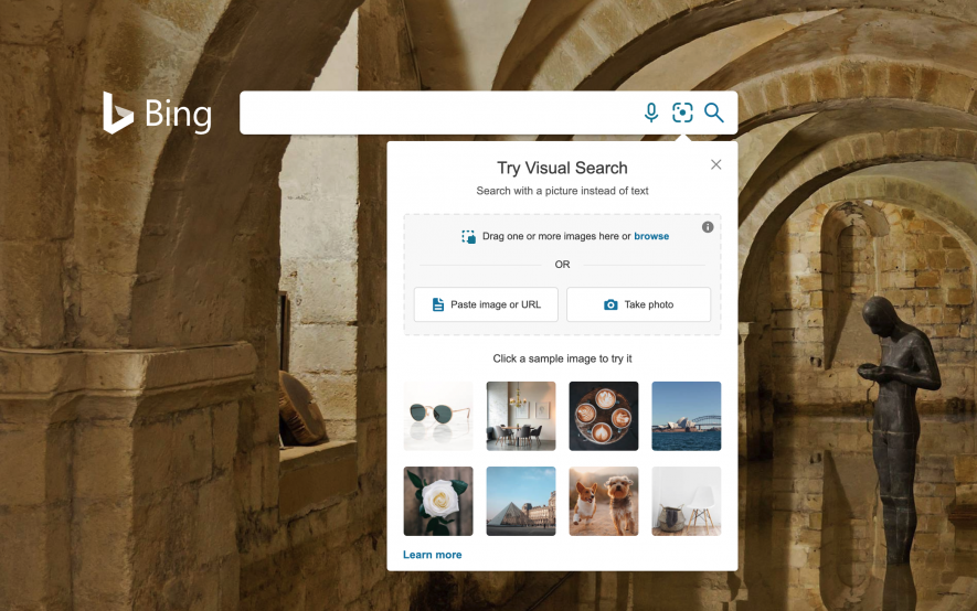 Bing visual search options screenshot