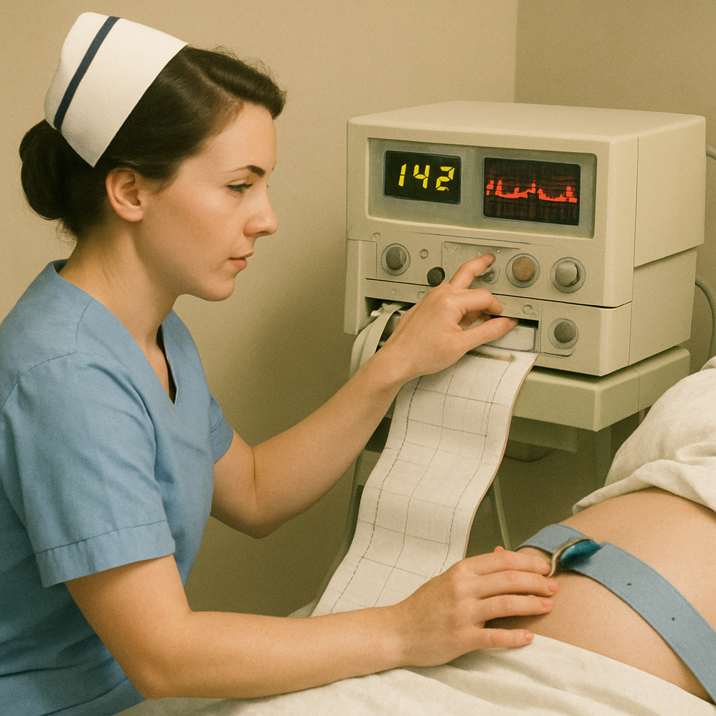 nurse monitoring fetal heart rate