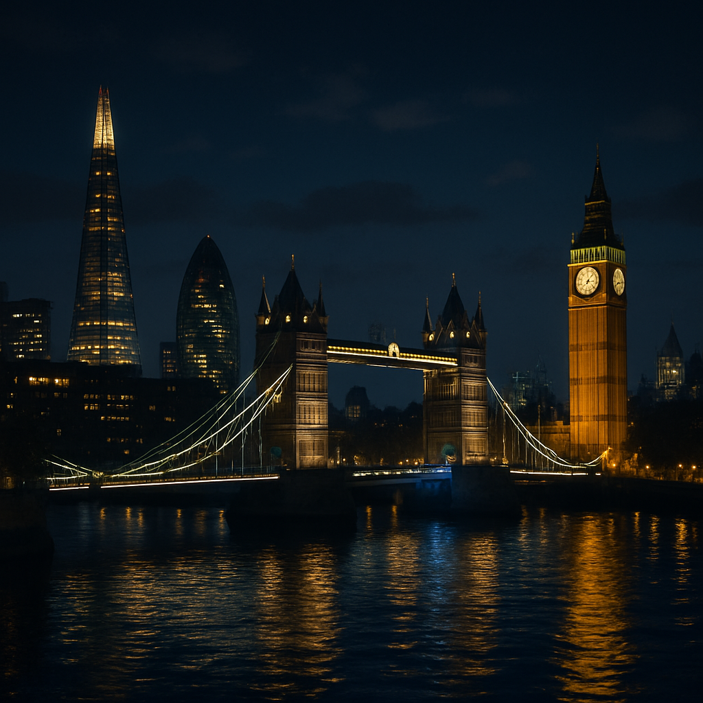 London cityscape at night