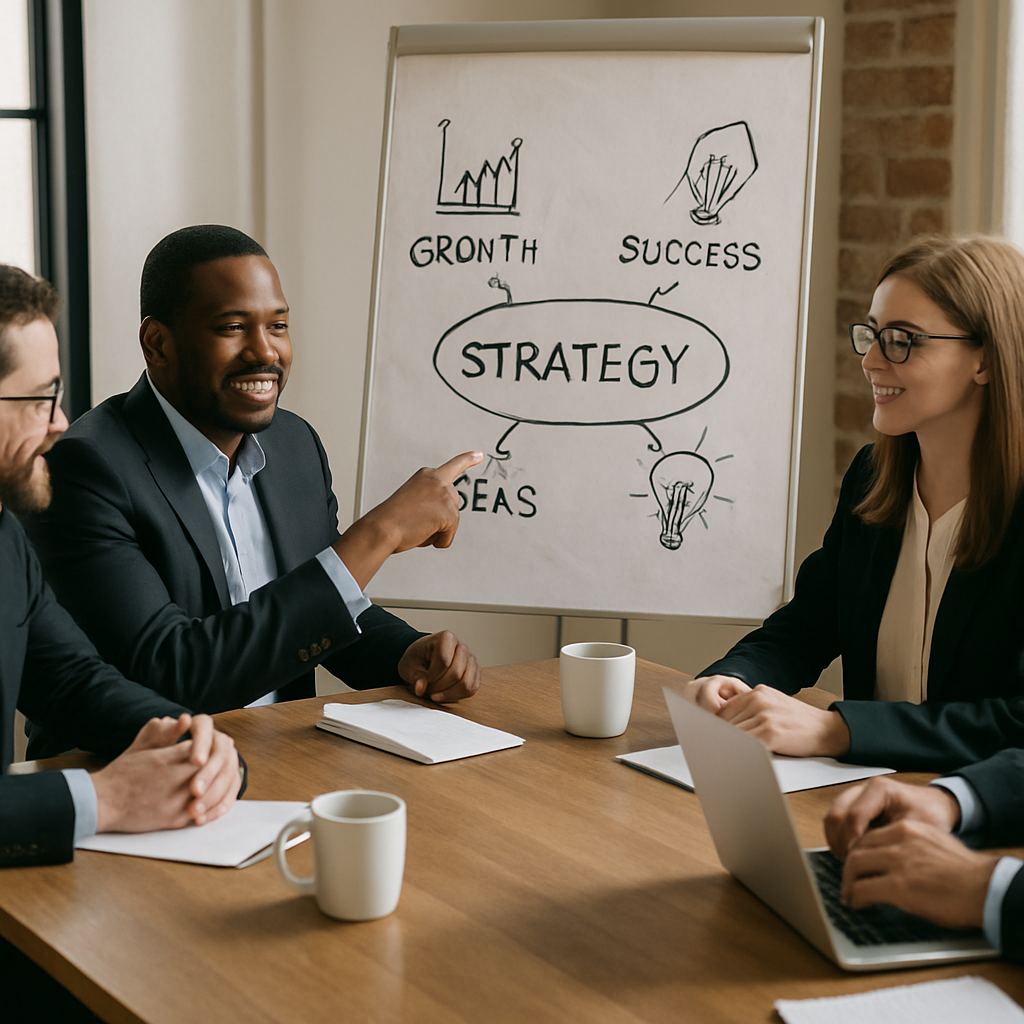 Business meeting discussing strategy