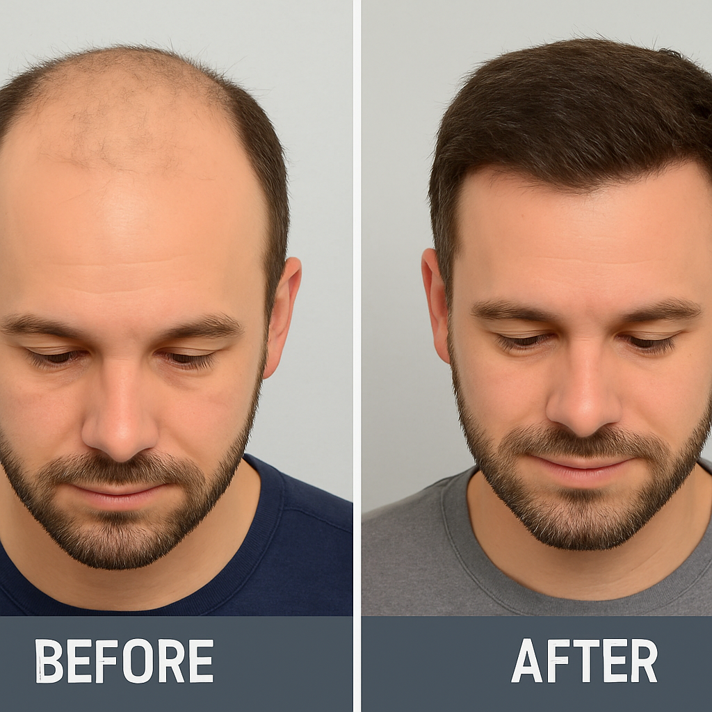 Before and after results of hair transplant