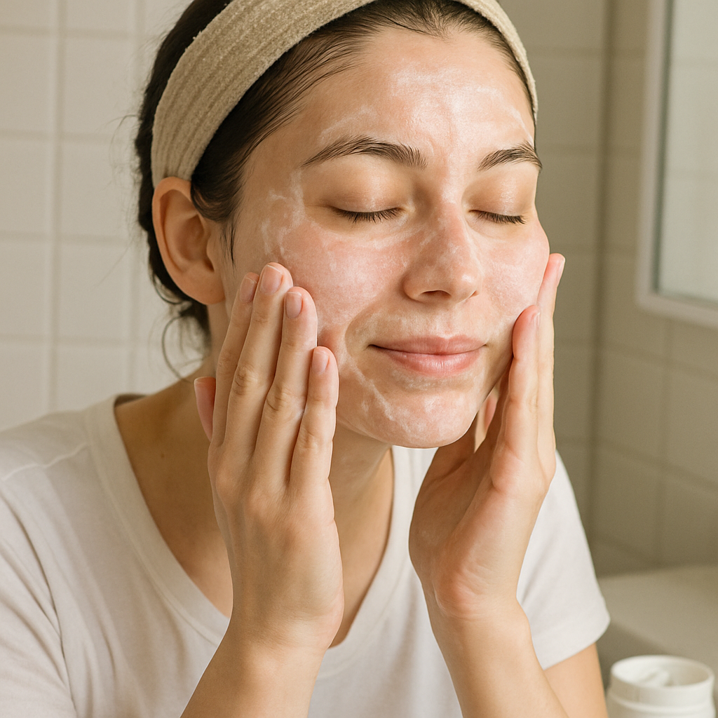 Face cleansing before applying cream