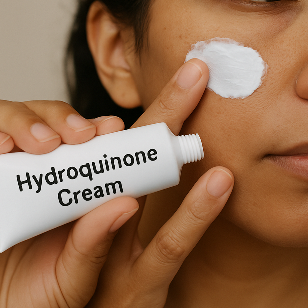 Hydroquinone cream application