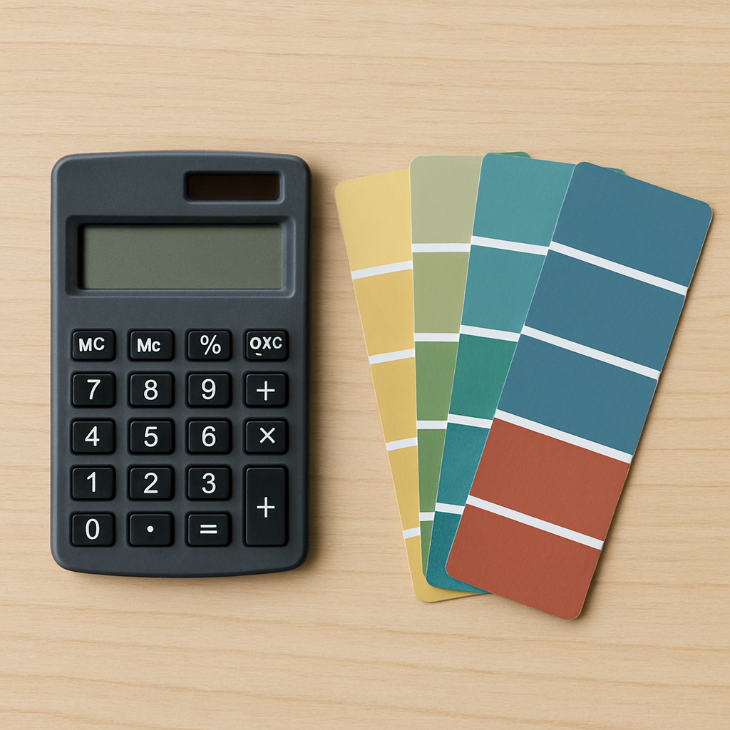 Calculator and paint samples