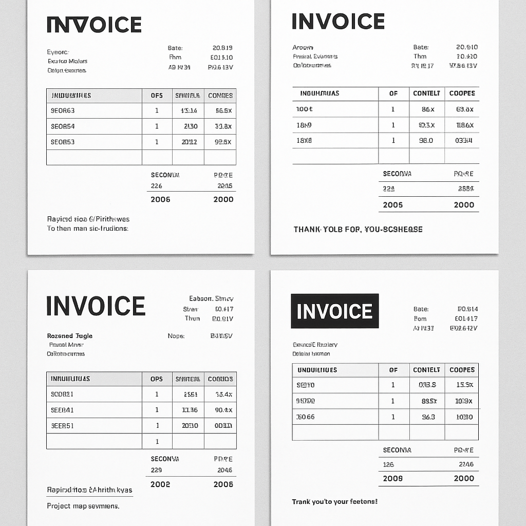 Collection of various invoice templates