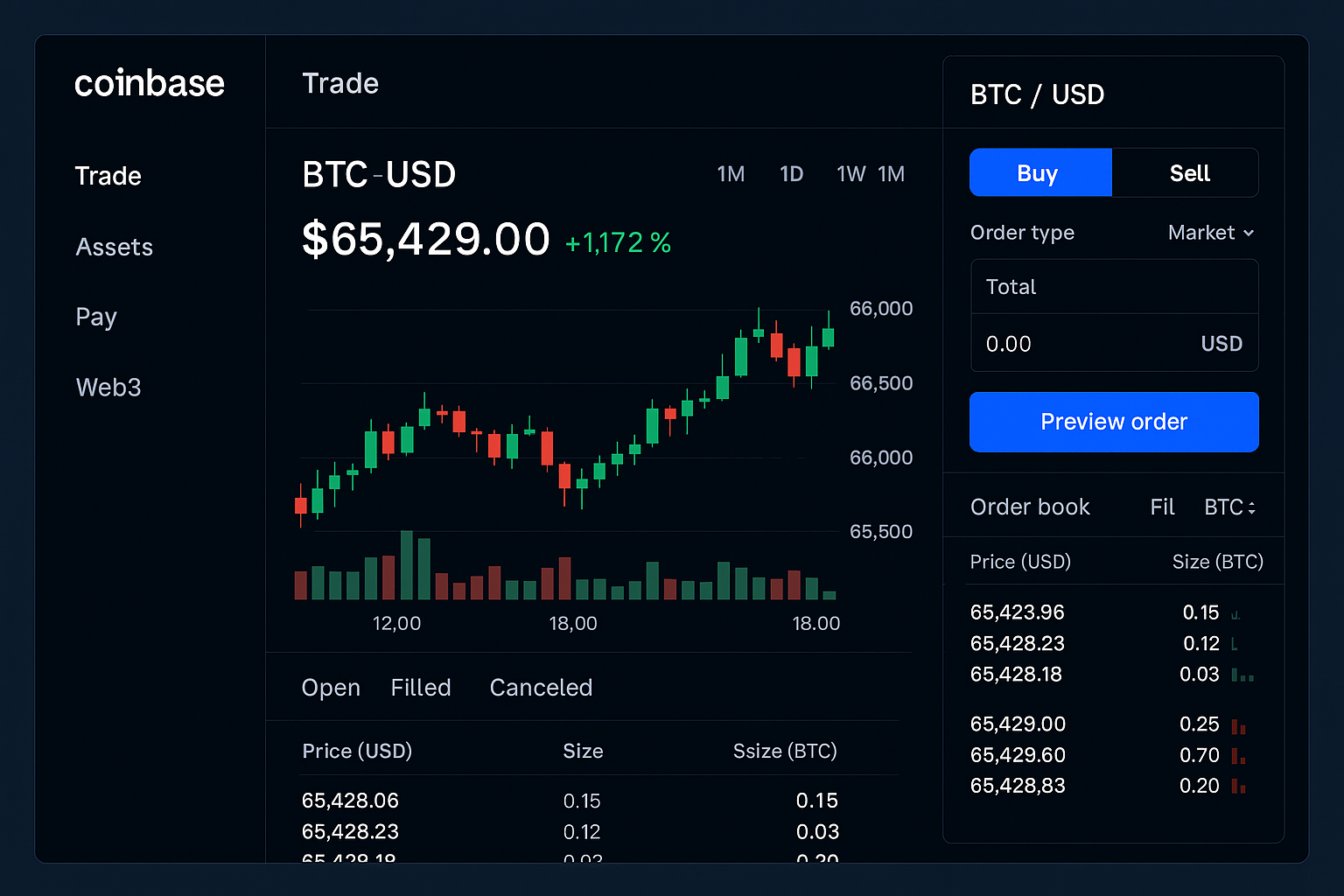 Coinbase trading platform interface