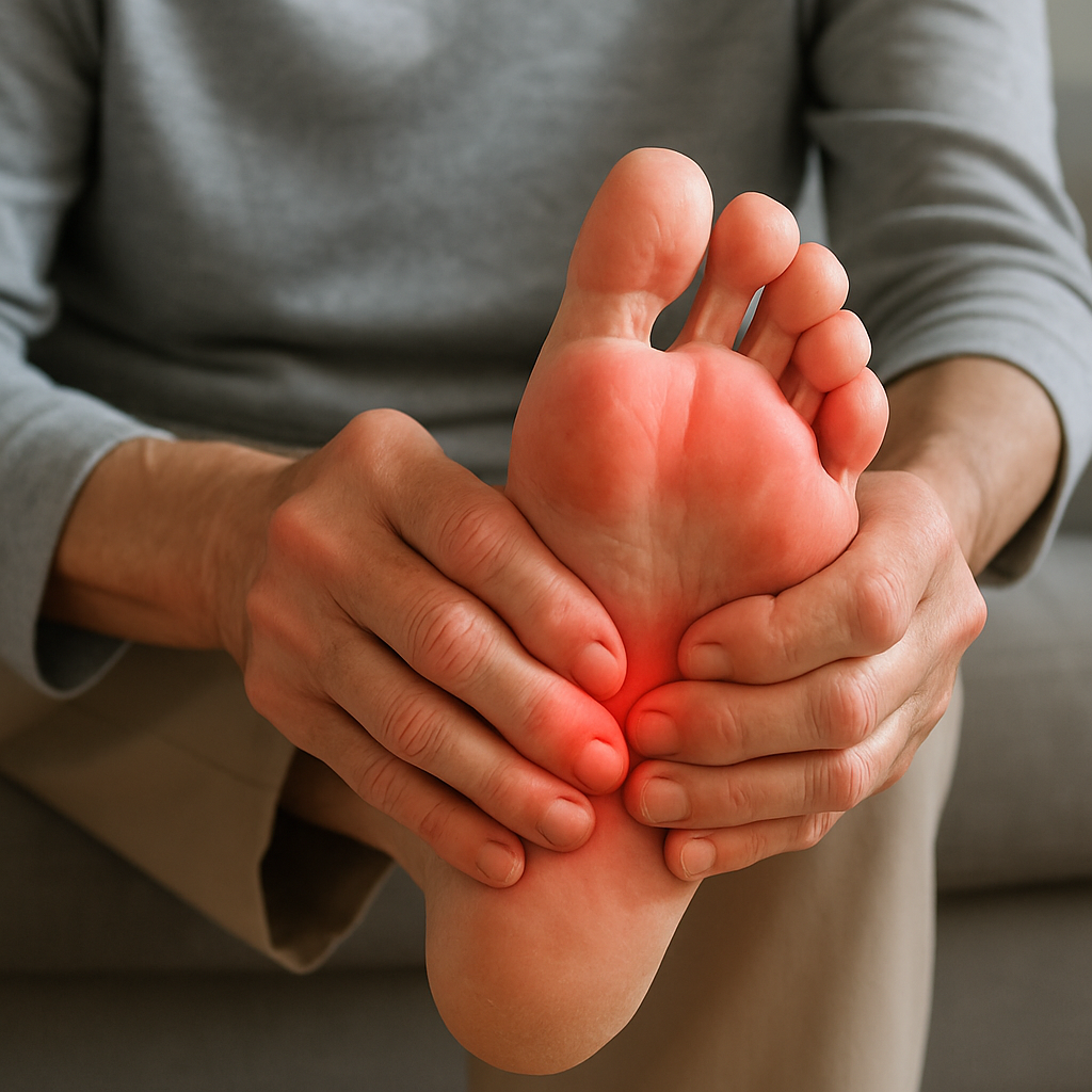 Person with arthritis examining their foot