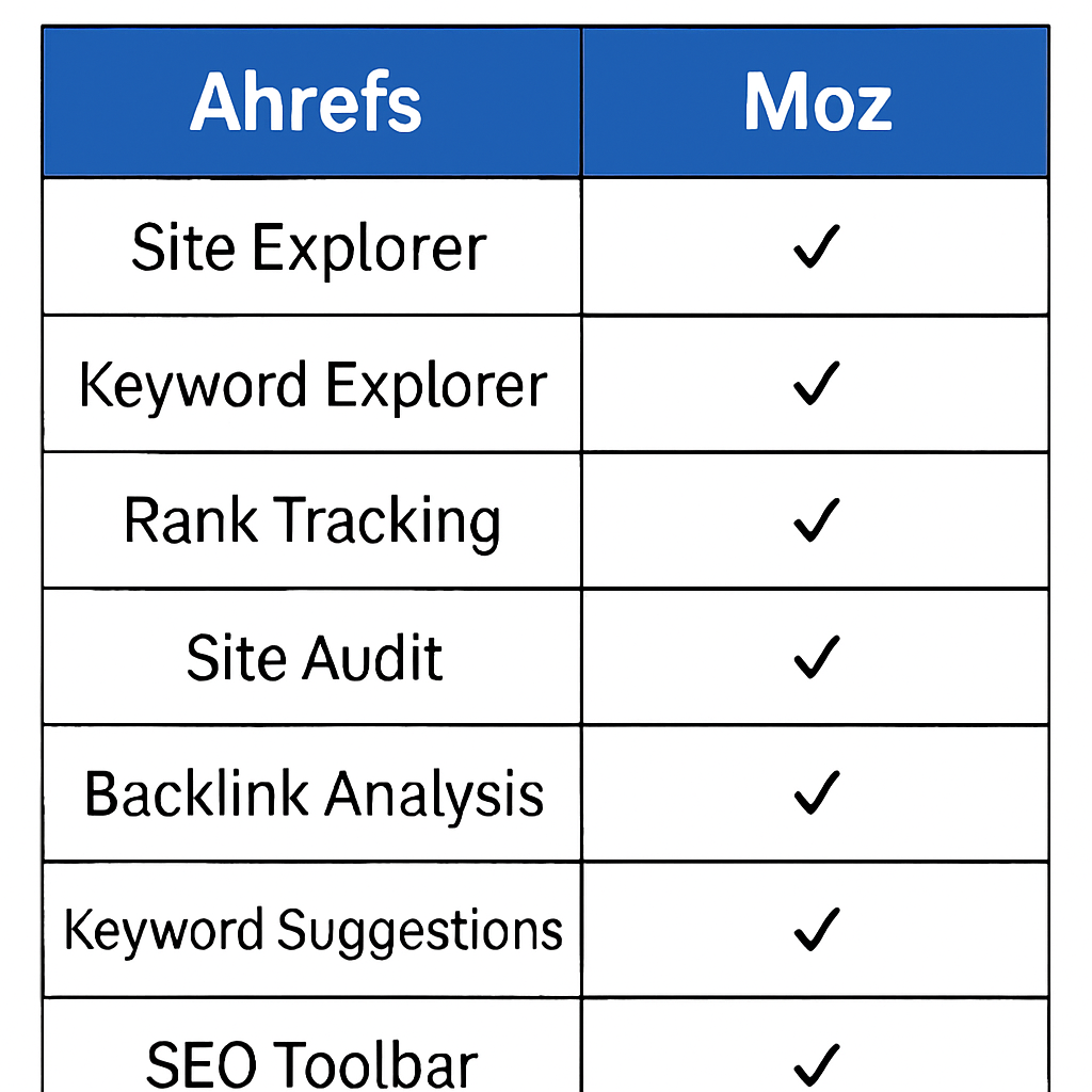 Comparison of Ahrefs and Moz features