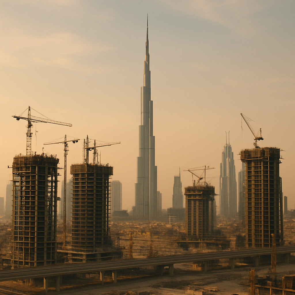 Dubai skyline with construction projects