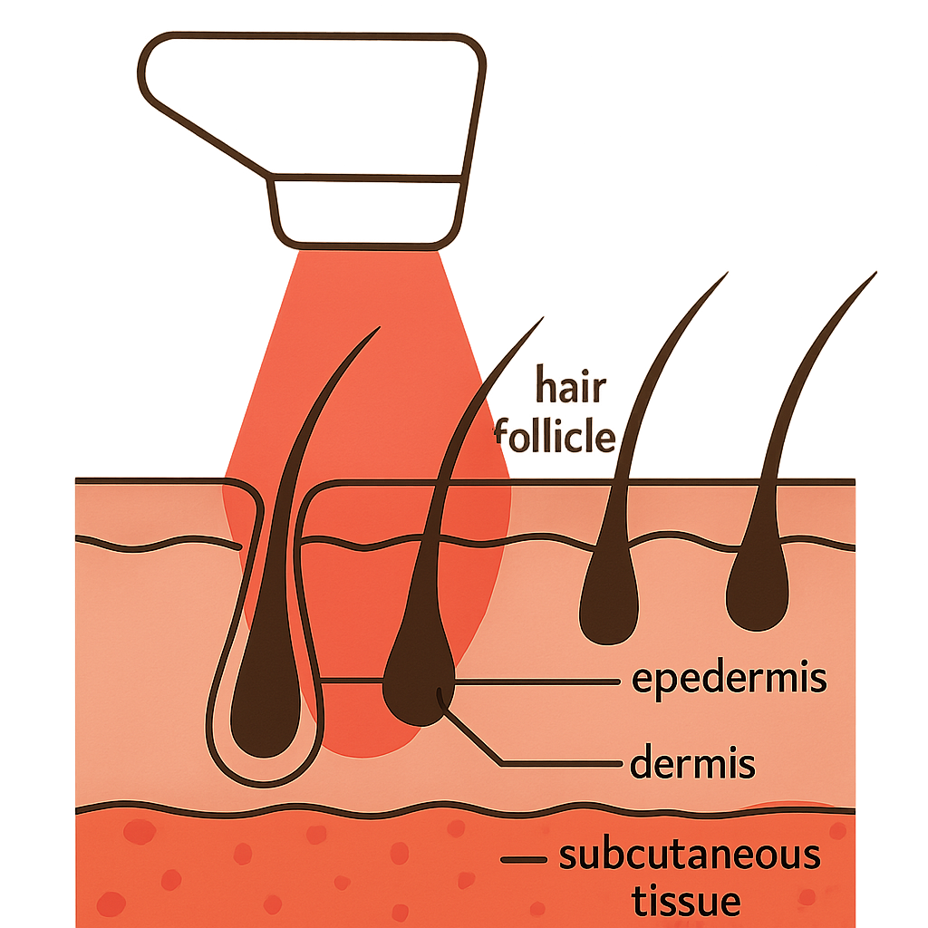 Diagram illustrating the laser hair removal process