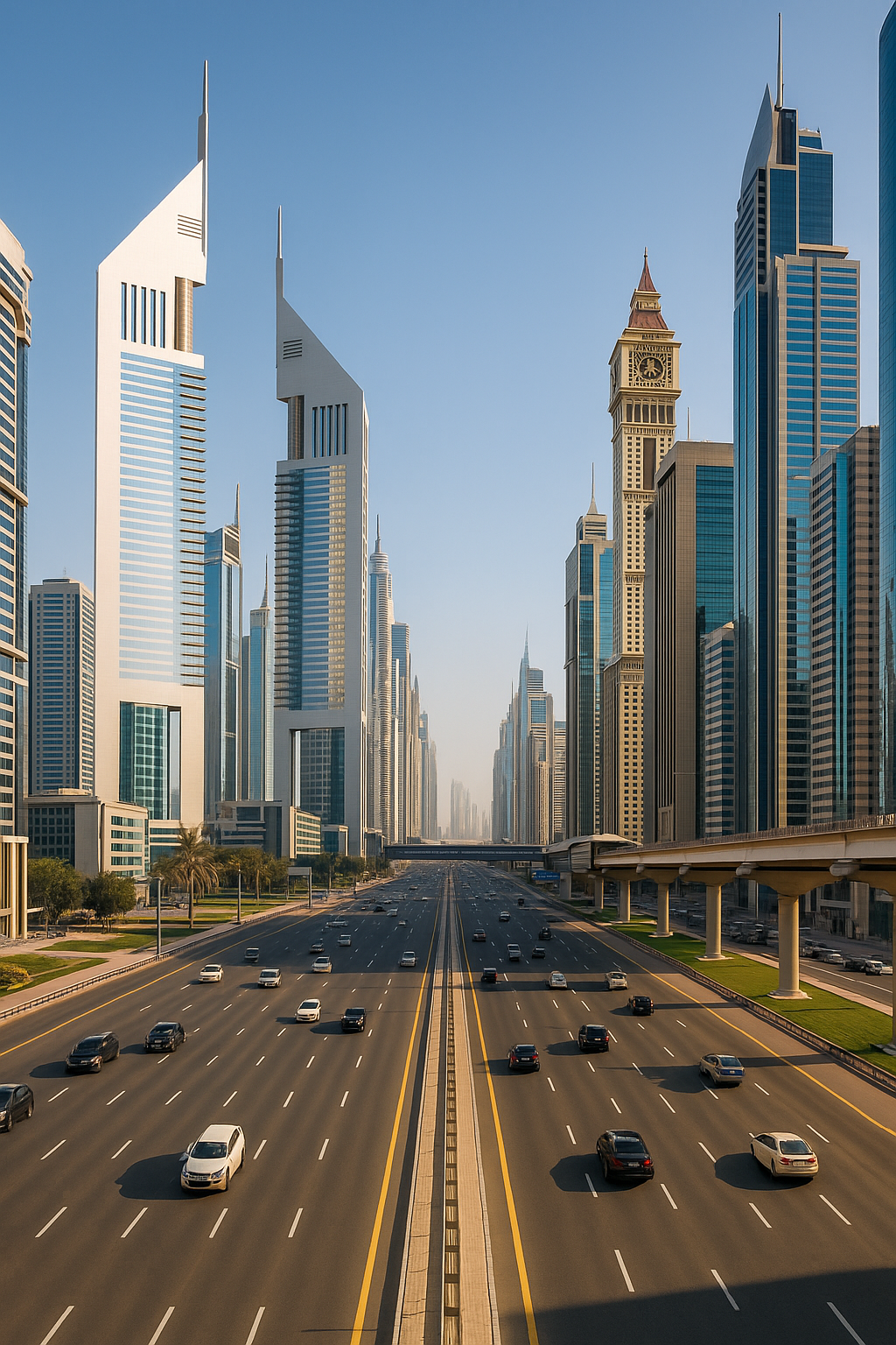 Sheikh Zayed Road with skyscrapers