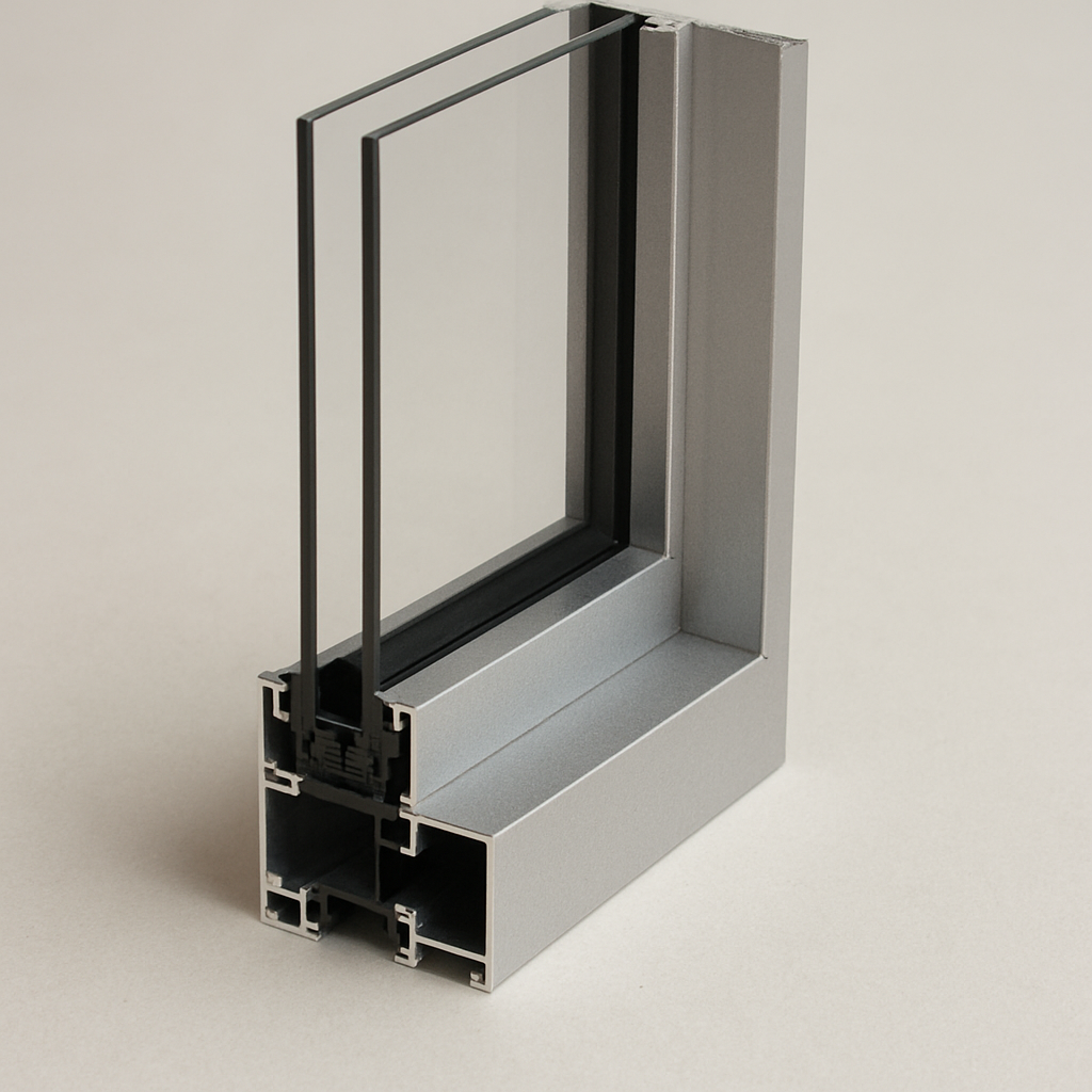 Aluminum window frame with thermal break
