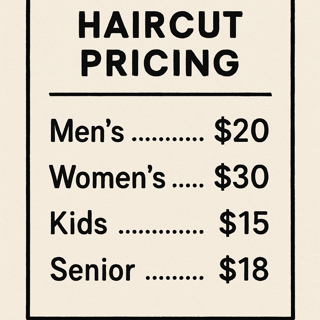 Haircut pricing chart