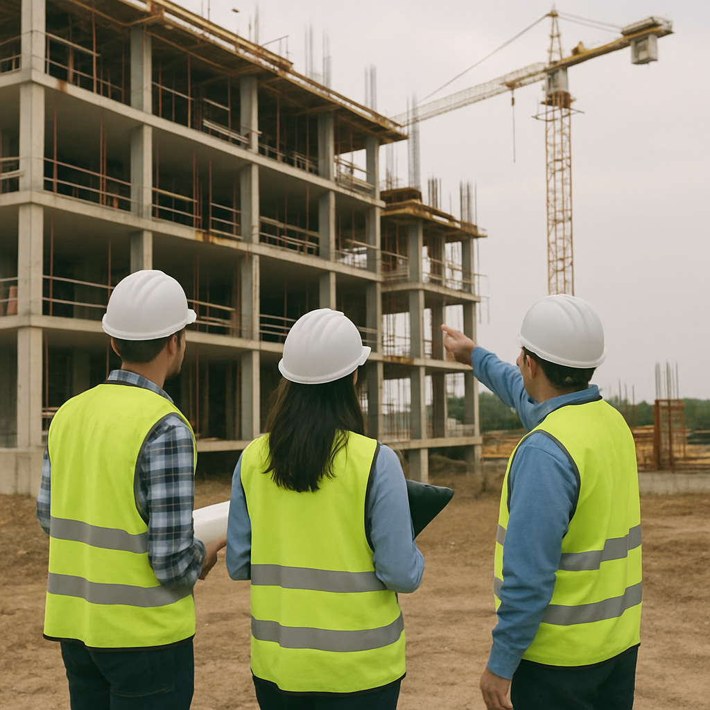 Inspectors reviewing a construction site