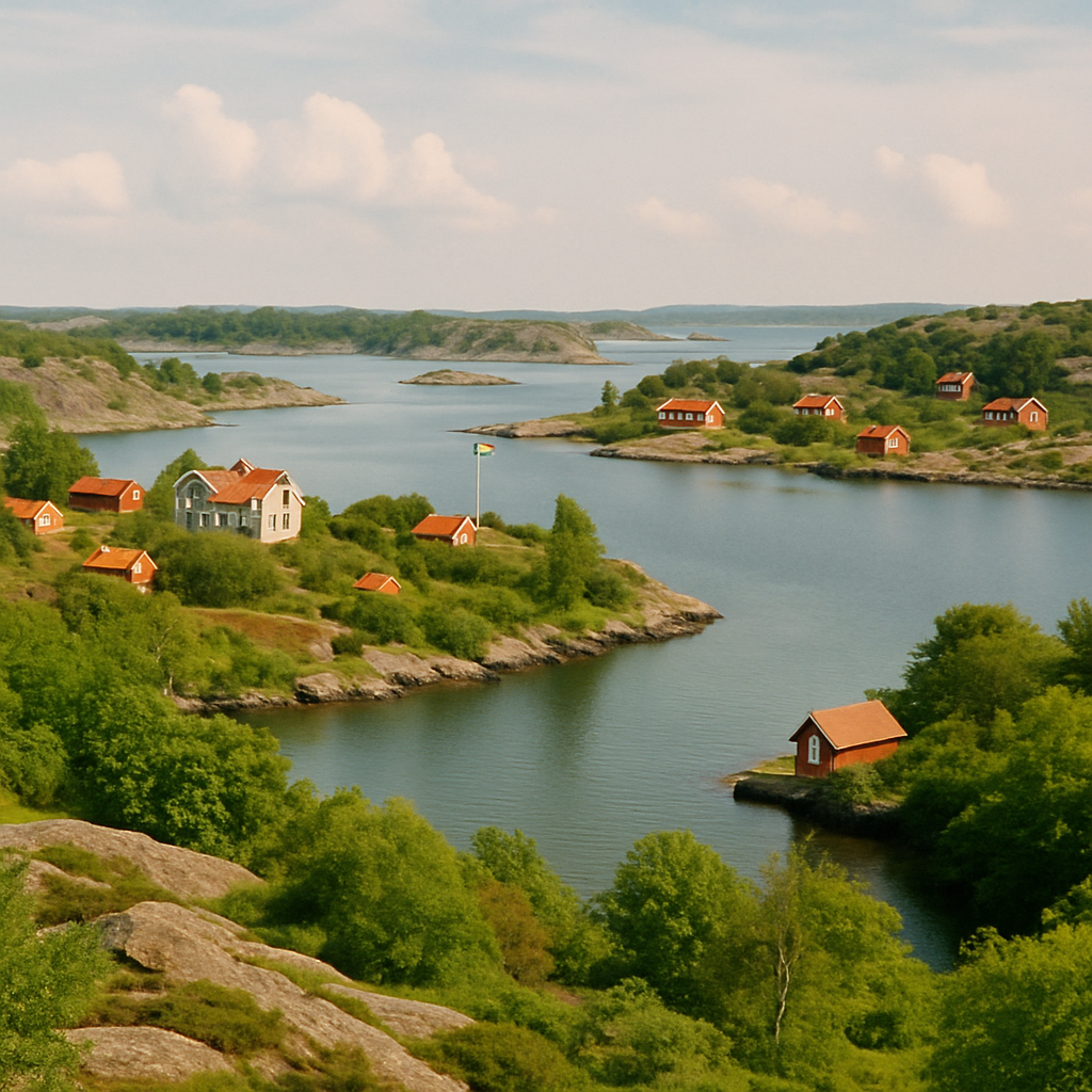 A scenic view of Gothenburg islands with lush landscapes