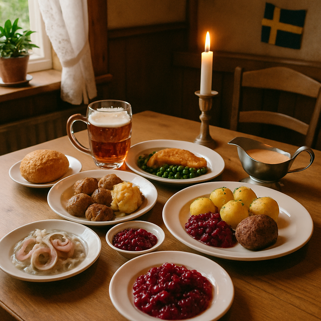 Traditionell svensk mat i mysig miljö