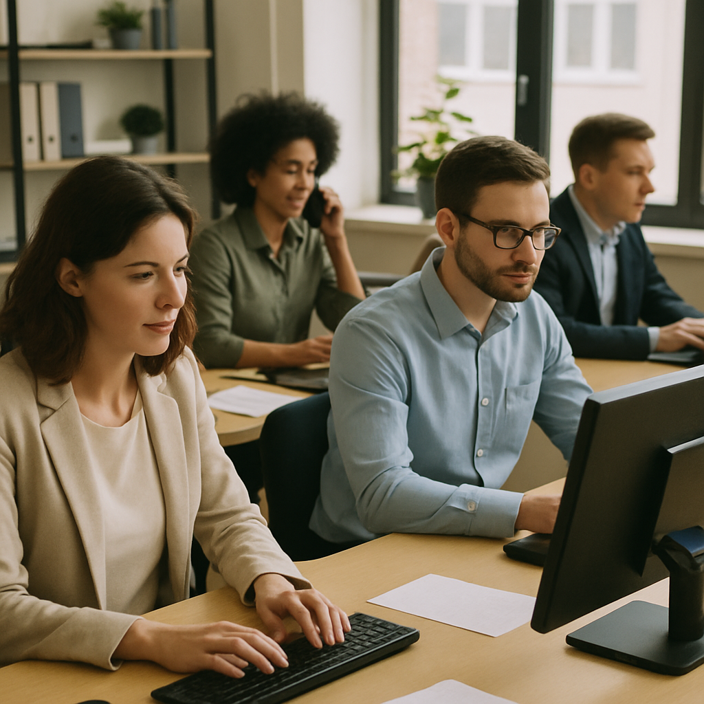 People working in an office setting