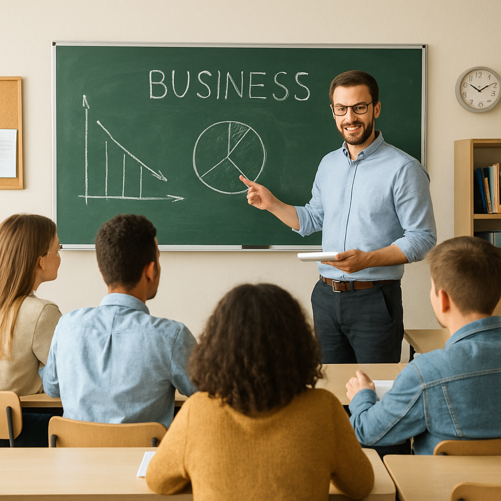 Classroom with students engaging in a business lesson