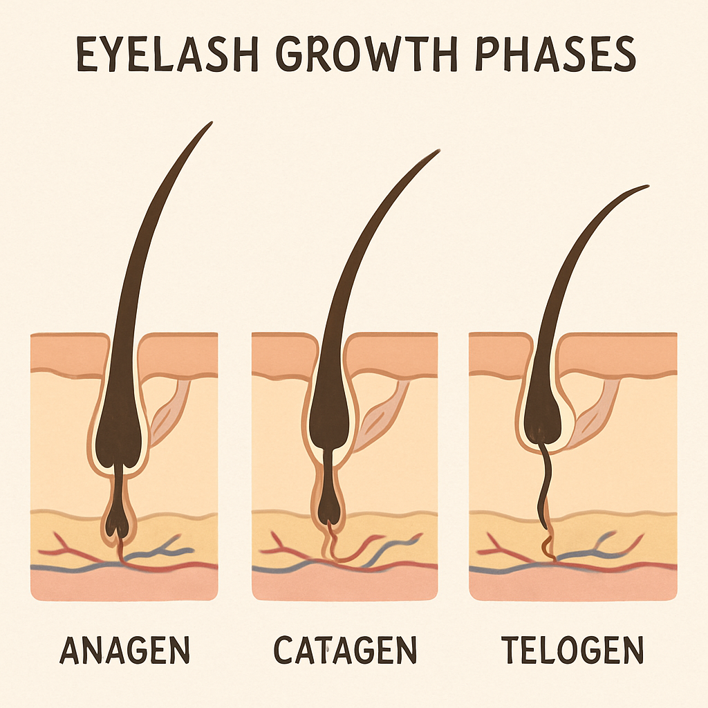 Illustration of eyelash growth phases
