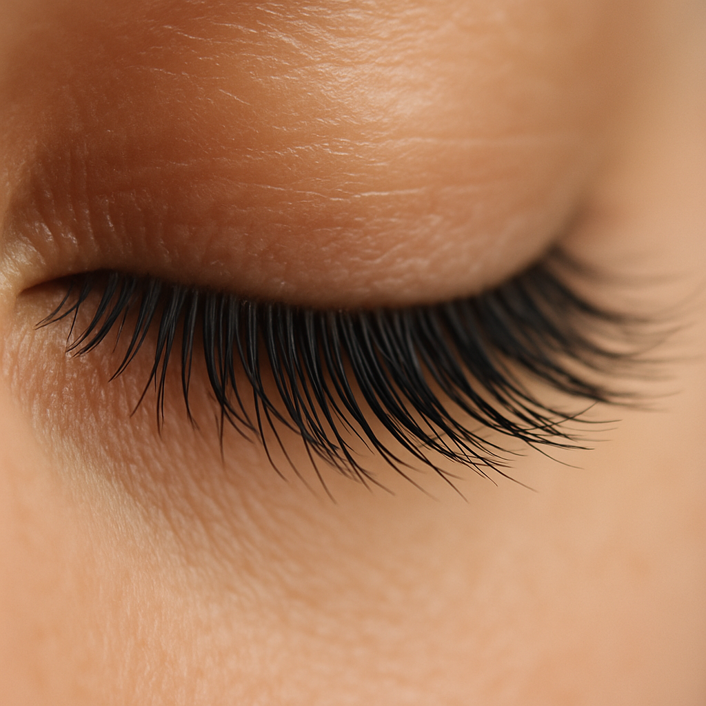 Close-up of long eyelashes