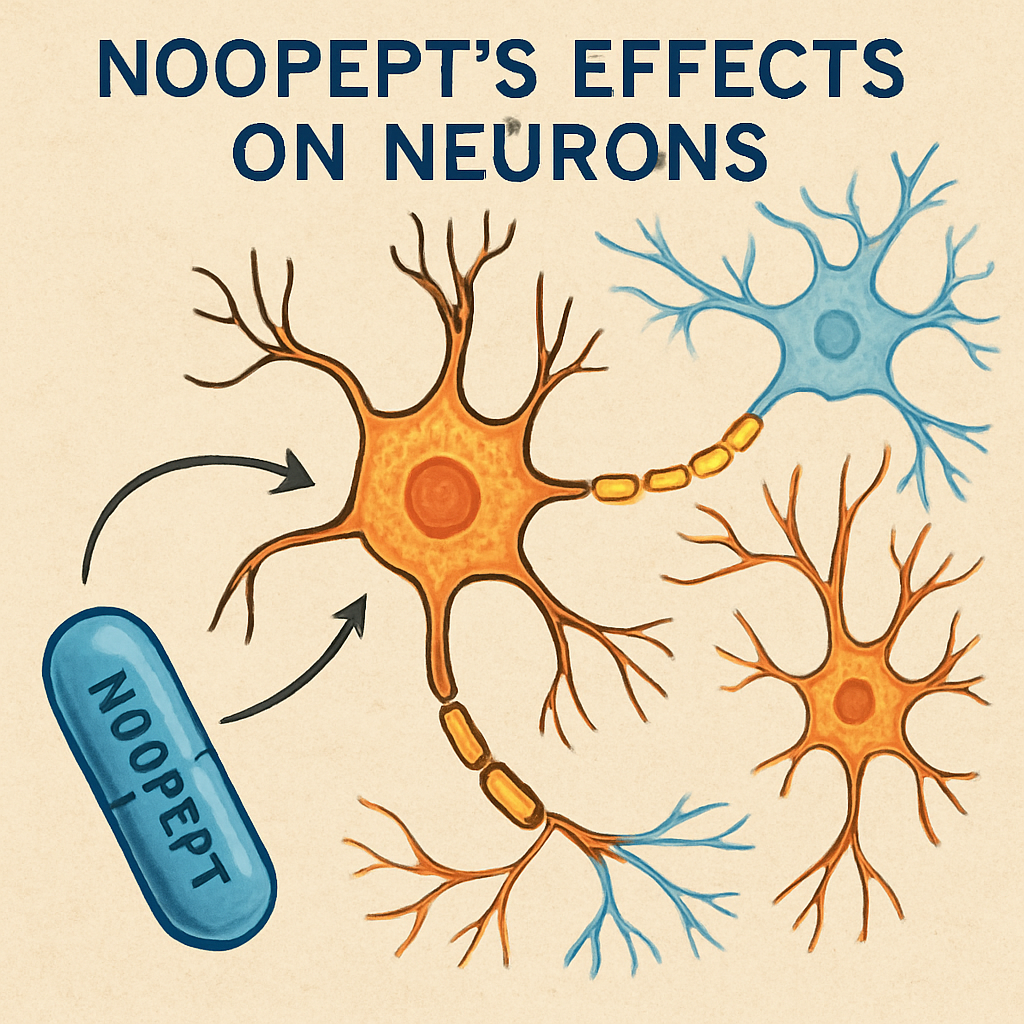 Illustration of Noopept's effects on neurons