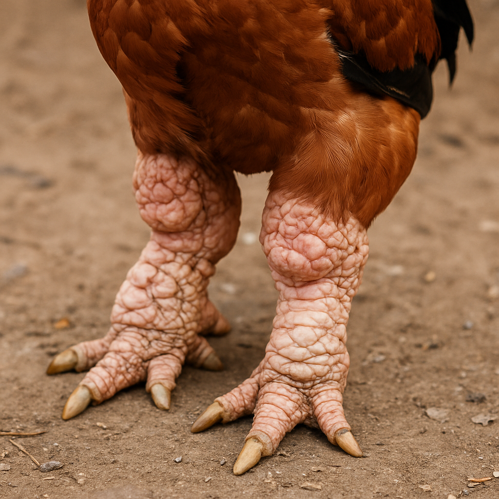 Close-up of Dong Tao Chicken's distinctive legs