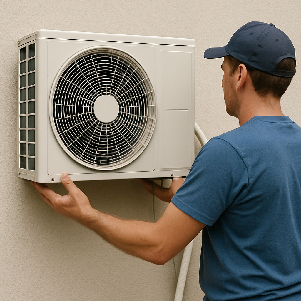 Air conditioner being installed