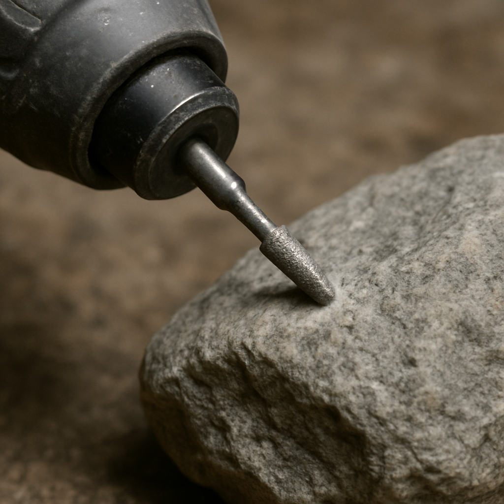 Drilling stone with a diamond bit