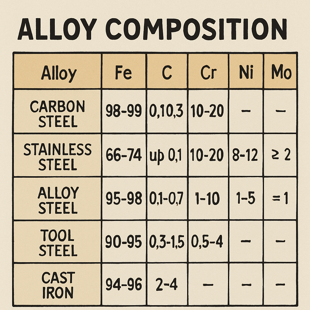 alloy composition chart