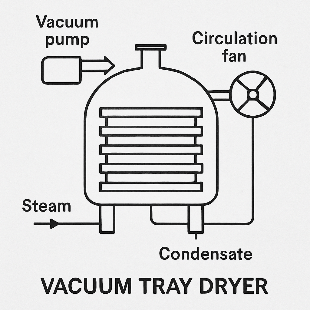 Vacuum tray dryer illustration