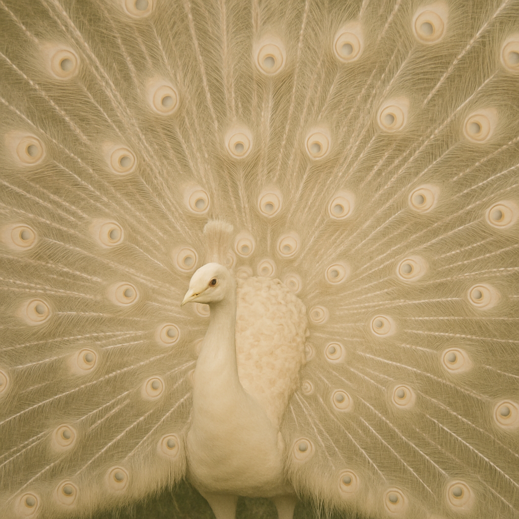 Cameo Peafowl Displaying Its Feathers