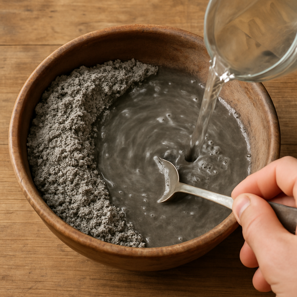 Mixing wood ash and water