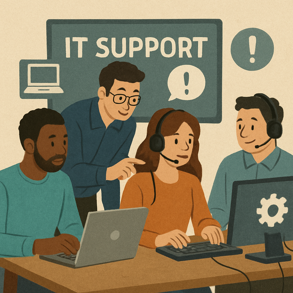 IT support team working together