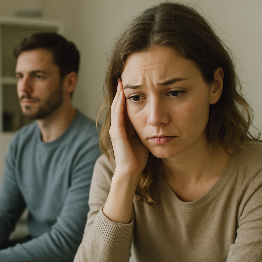 Concerned woman thinking about her relationship