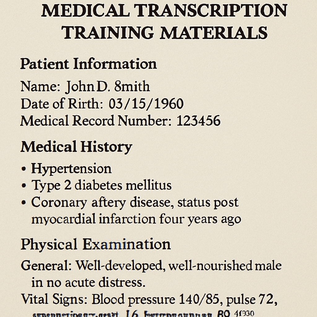 Medical transcription training materials