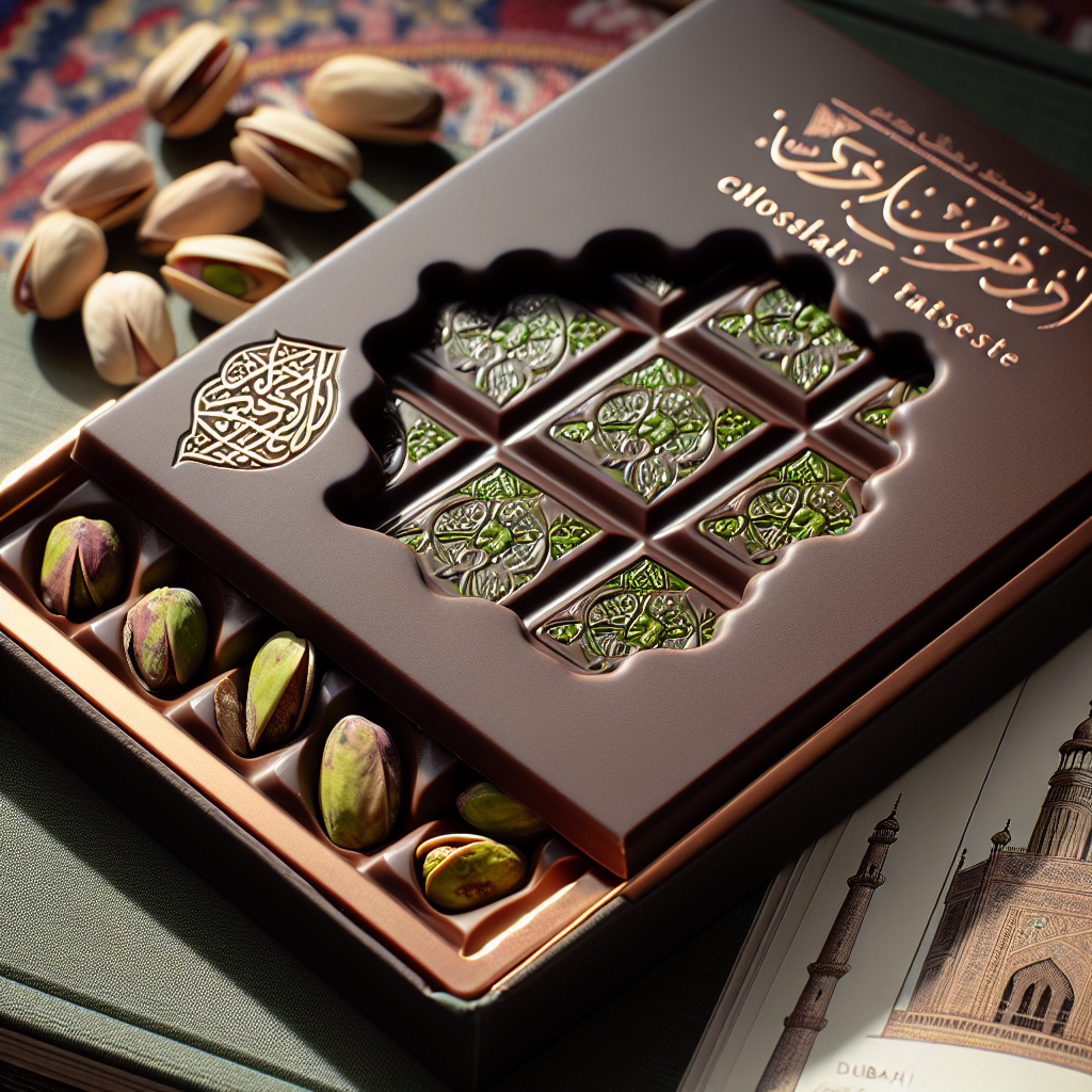 Tablette de chocolat à la pistache originaire de Dubai