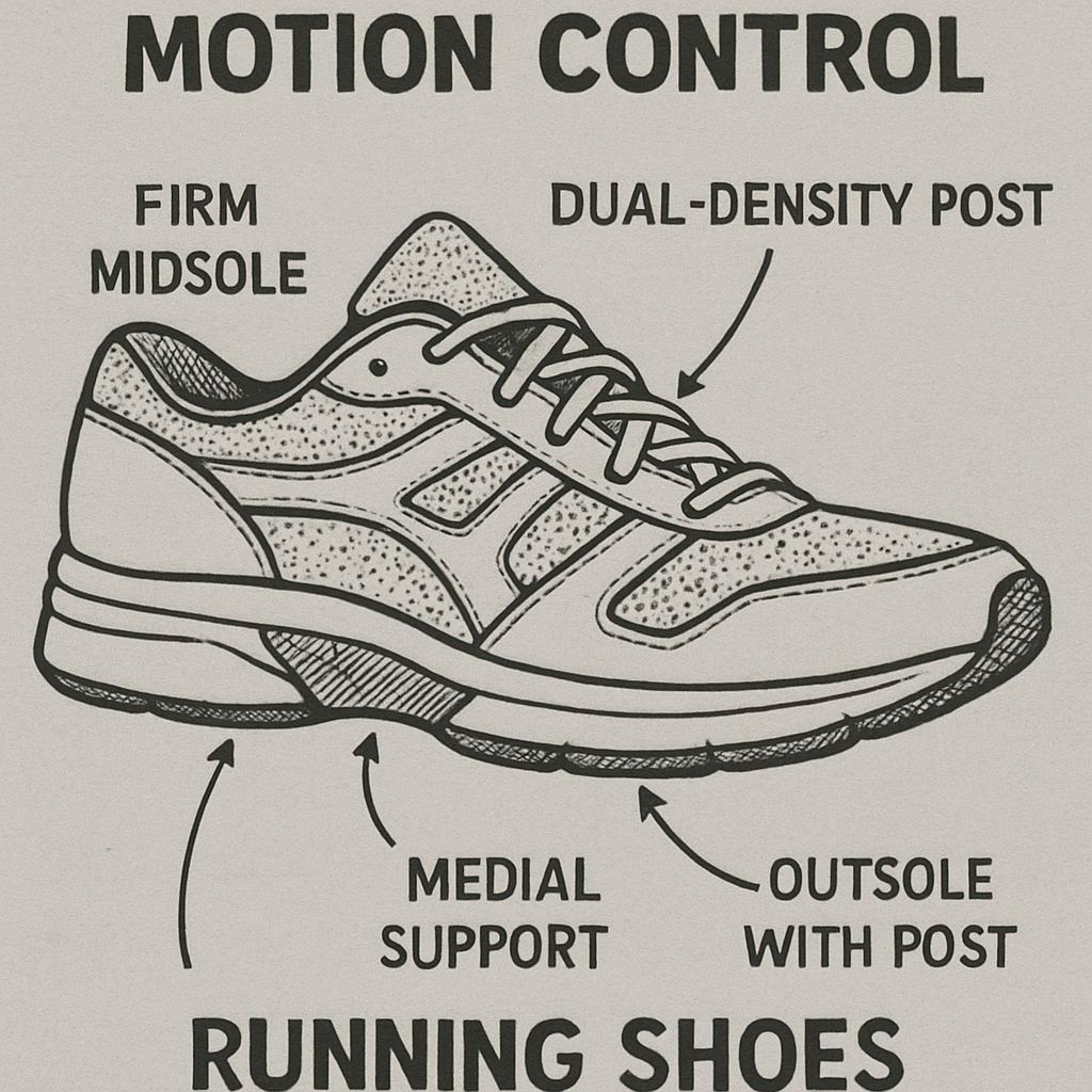 Motion control features in running shoes