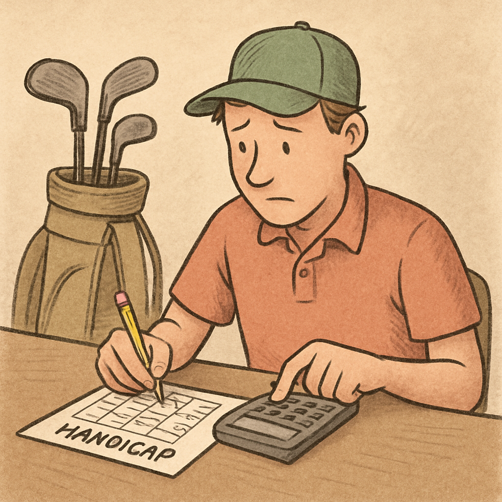 Golfer calculating handicap
